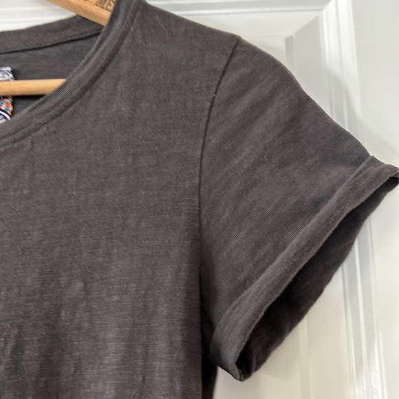 Anthro C&C California Grey Slub Knit Pullover Mini Dress w Cuffed Short Sleeves - Picture 3 of 8